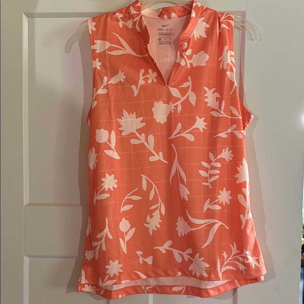 Women's Orange Floral Sleeveless Top